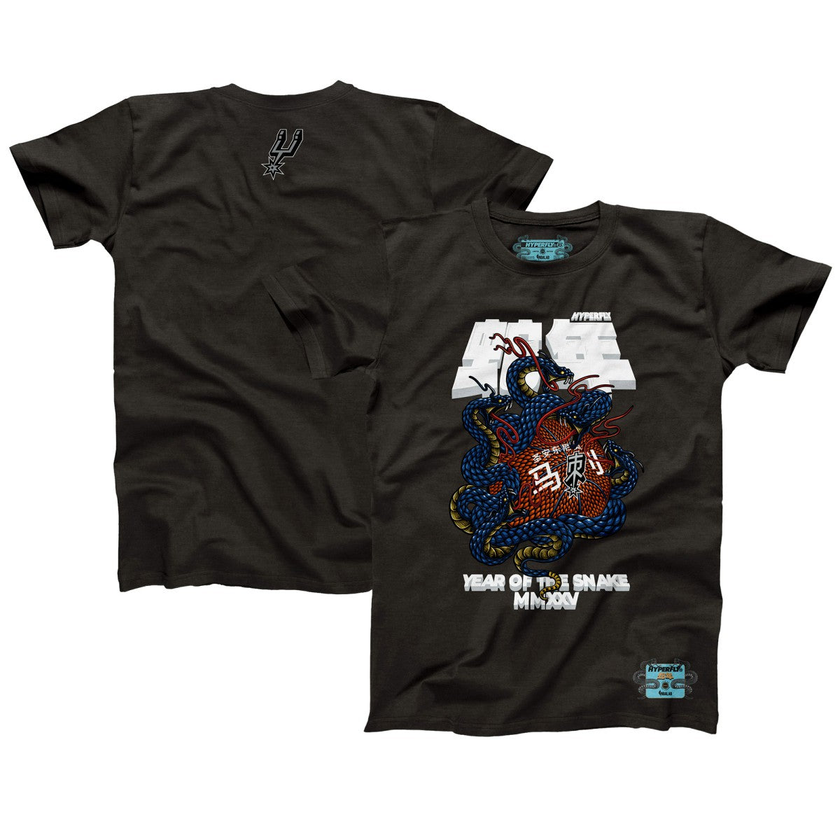 San Antonio Spurs NBALab x Hyperfly Unisex Year of the Snake Lunar New Year Collection T-Shirt - Heather Black cheap