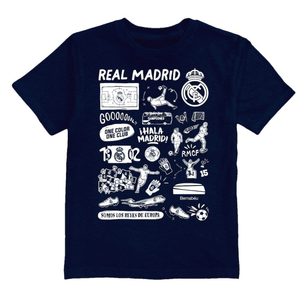 Real Madrid Vive La Fete Youth Impressions Artwork T-Shirt - Navy shop