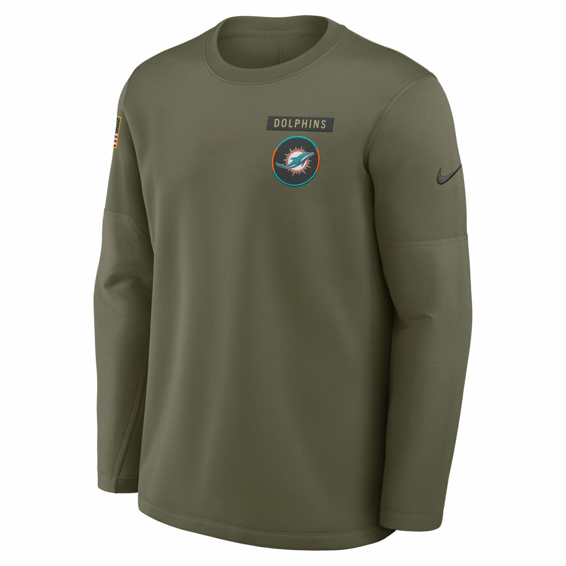 Miami Dolphins 2025 Salute to Service Sideline Coaches Therma-FIT Long Sleeve Shirt - Olive | Nike on sale