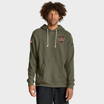 Cincinnati Bengals Big & Tall 2025 Salute to Service Sideline Dominant Force Dri-FIT Hoodie - Olive | Nike discount