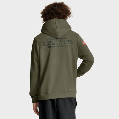 Cincinnati Bengals Big & Tall 2025 Salute to Service Sideline Dominant Force Dri-FIT Hoodie - Olive | Nike discount