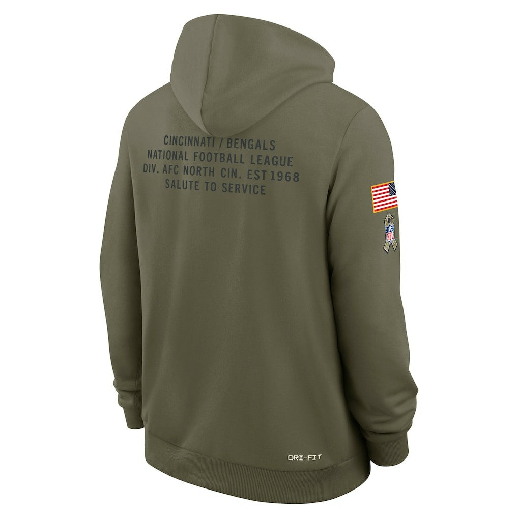 Cincinnati Bengals Big & Tall 2025 Salute to Service Sideline Dominant Force Dri-FIT Hoodie - Olive | Nike discount