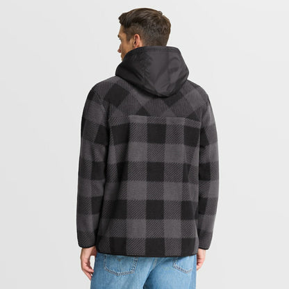 Kansas City Chiefs Elements Plaid Polar Fleece Quarter-Zip Hoodie - Black outlet