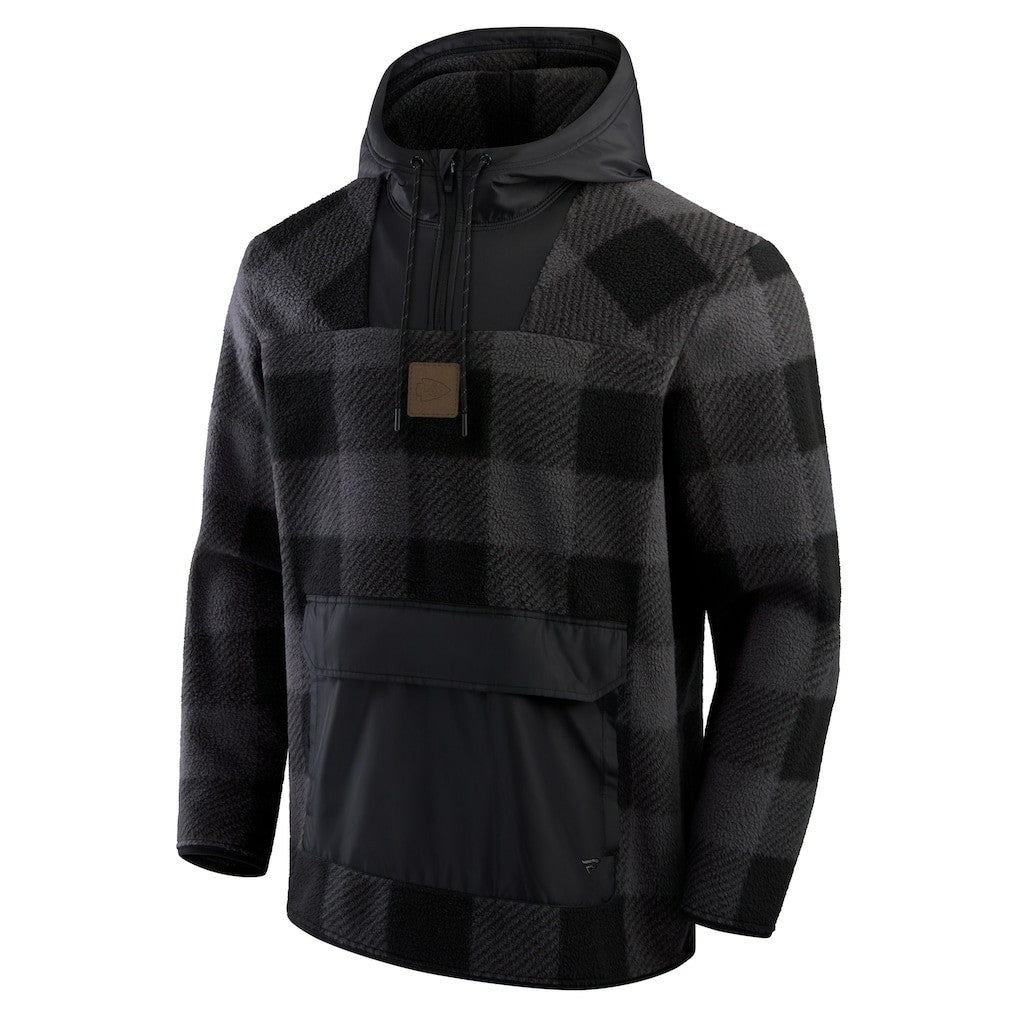 Kansas City Chiefs Elements Plaid Polar Fleece Quarter-Zip Hoodie - Black outlet