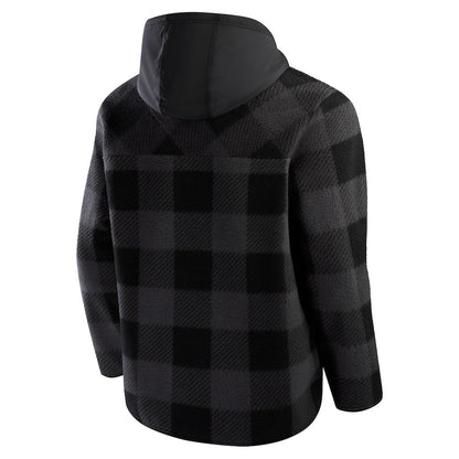 Kansas City Chiefs Elements Plaid Polar Fleece Quarter-Zip Hoodie - Black outlet