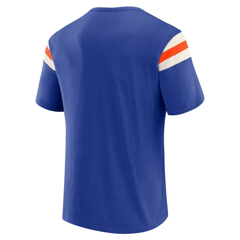 Denver Broncos Darius Rucker Collection Distressed Throwback Shoulder Stripe T-Shirt - Royal for sale