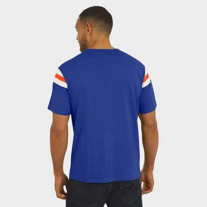 Denver Broncos Darius Rucker Collection Distressed Throwback Shoulder Stripe T-Shirt - Royal for sale