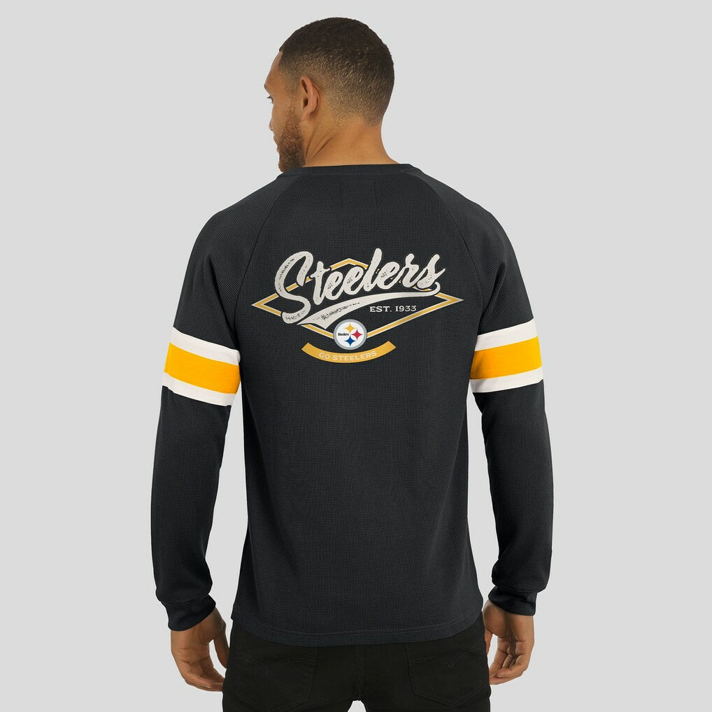 Pittsburgh Steelers Darius Rucker Collection Waffle-Knit Raglan Long Sleeve Henley T-Shirt - Black online