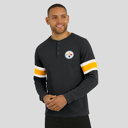 Pittsburgh Steelers Darius Rucker Collection Waffle-Knit Raglan Long Sleeve Henley T-Shirt - Black online