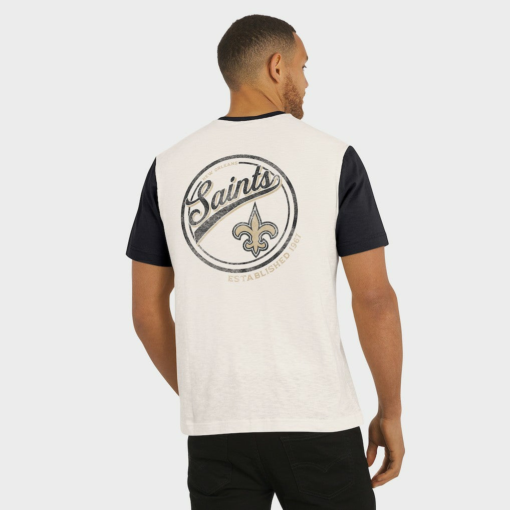 New Orleans Saints Darius Rucker Collection Henley Colorblock Slub Pocket T-Shirt - Cream sale