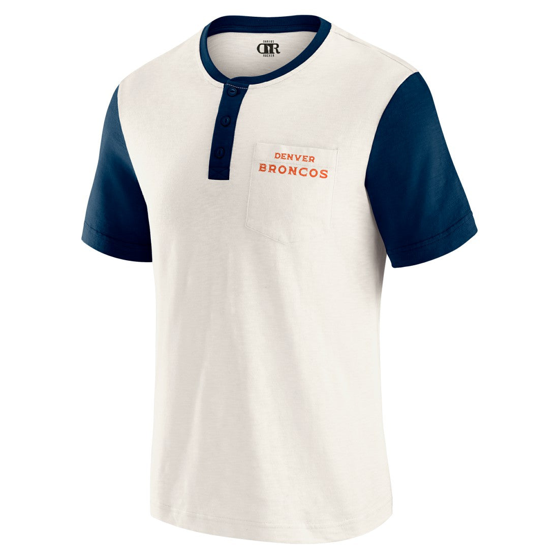 Denver Broncos Darius Rucker Collection Henley Colorblock Slub Pocket T-Shirt - Cream discount