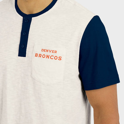 Denver Broncos Darius Rucker Collection Henley Colorblock Slub Pocket T-Shirt - Cream discount