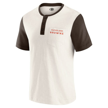 Cleveland Browns Darius Rucker Collection Henley Colorblock Slub Pocket T-Shirt - Cream outlet