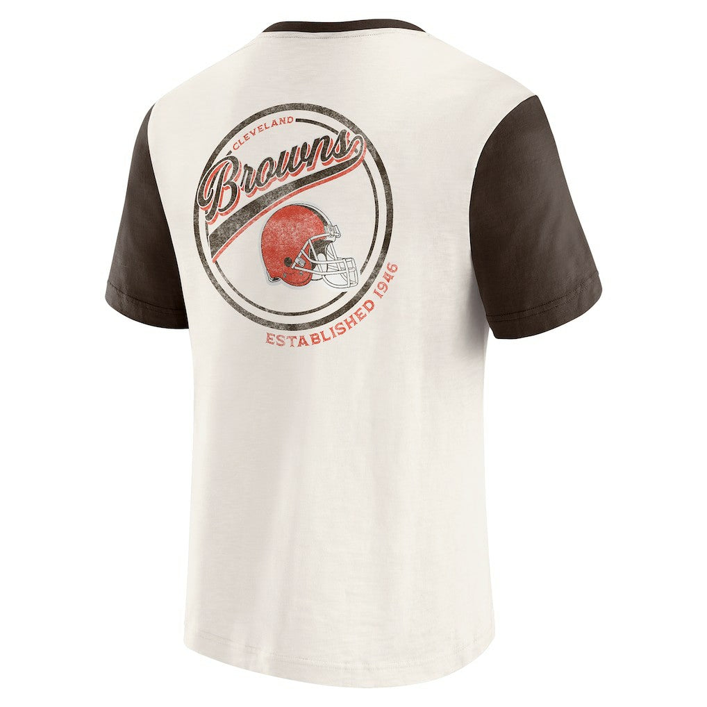 Cleveland Browns Darius Rucker Collection Henley Colorblock Slub Pocket T-Shirt - Cream outlet
