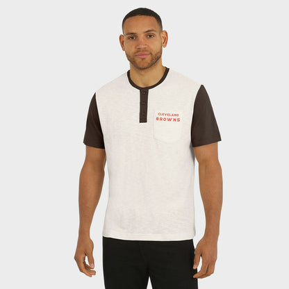 Cleveland Browns Darius Rucker Collection Henley Colorblock Slub Pocket T-Shirt - Cream outlet