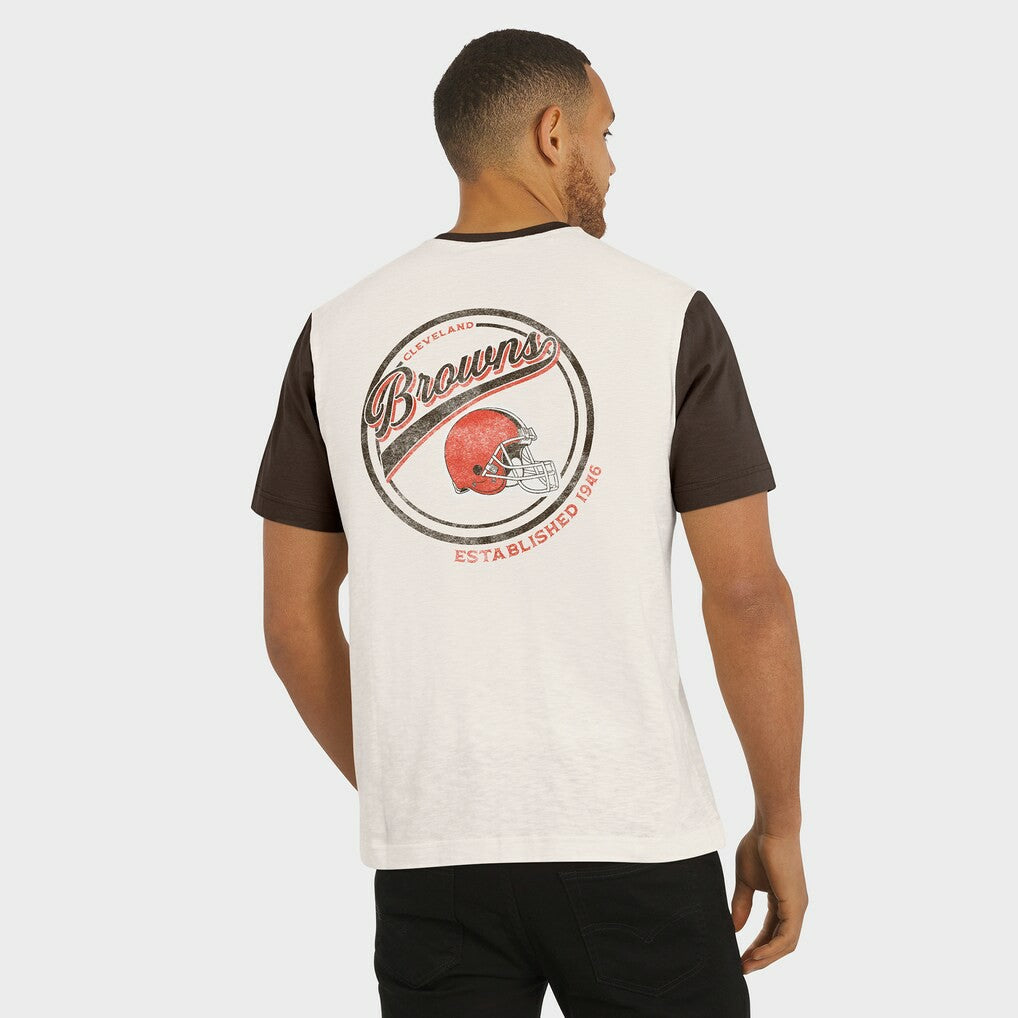 Cleveland Browns Darius Rucker Collection Henley Colorblock Slub Pocket T-Shirt - Cream outlet