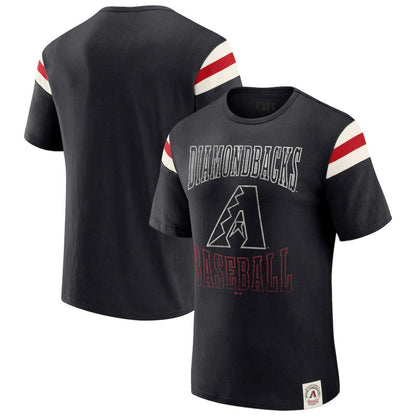 Arizona Diamondbacks Darius Rucker Collection Distressed Sleeve Stripe T-Shirt - Black