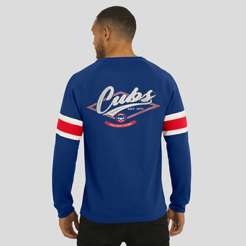 Chicago Cubs Darius Rucker Collection Waffle-Knit Raglan Long Sleeve Henley T-Shirt - Royal