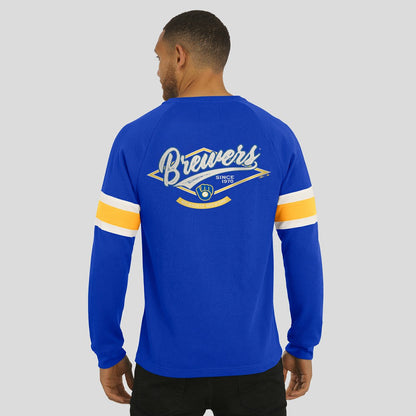 Milwaukee Brewers Darius Rucker Collection Waffle-Knit Raglan Long Sleeve Henley T-Shirt - Royal