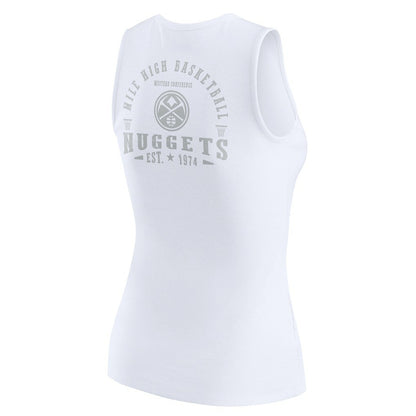 Denver Nuggets WEAR by Erin Andrews Women's Rib-Knit Henley Tank Top sale - White discount