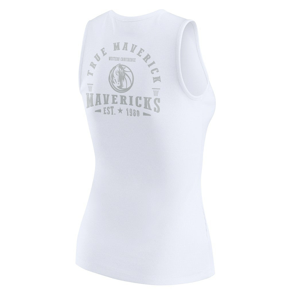 Dallas Mavericks WEAR by Erin Andrews Women's Rib-Knit Henley Tank Top sale - White on sale