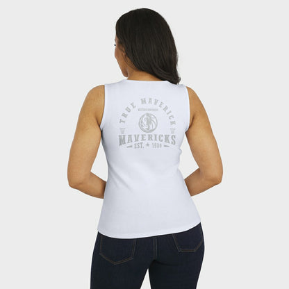 Dallas Mavericks WEAR by Erin Andrews Women's Rib-Knit Henley Tank Top sale - White on sale