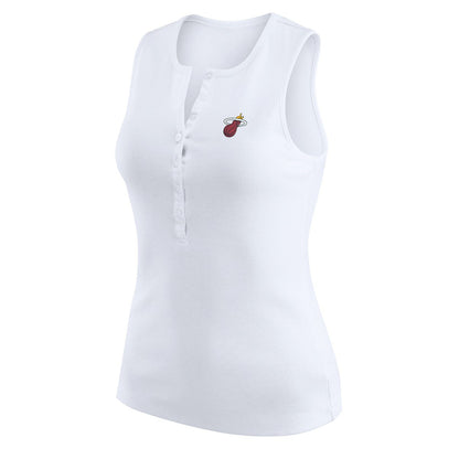 Miami Heat WEAR by Erin Andrews Women's Rib-Knit Henley Tank Top - White discount