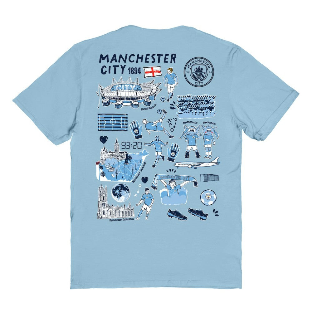 Manchester City Vive La Fete Women's Impressions Artwork T-Shirt - Sky Blue online