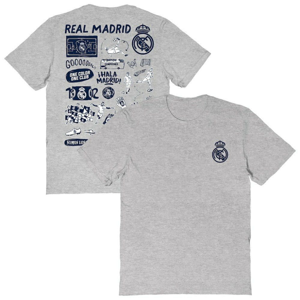 Real Madrid Vive La Fete Women's Impressions Artwork T-Shirt - Heather Gray on sale