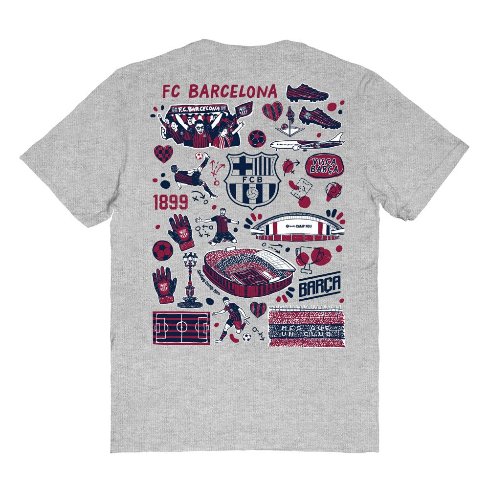 Barcelona Vive La Fete Women's Impressions Artwork T-Shirt - Heather Gray sale