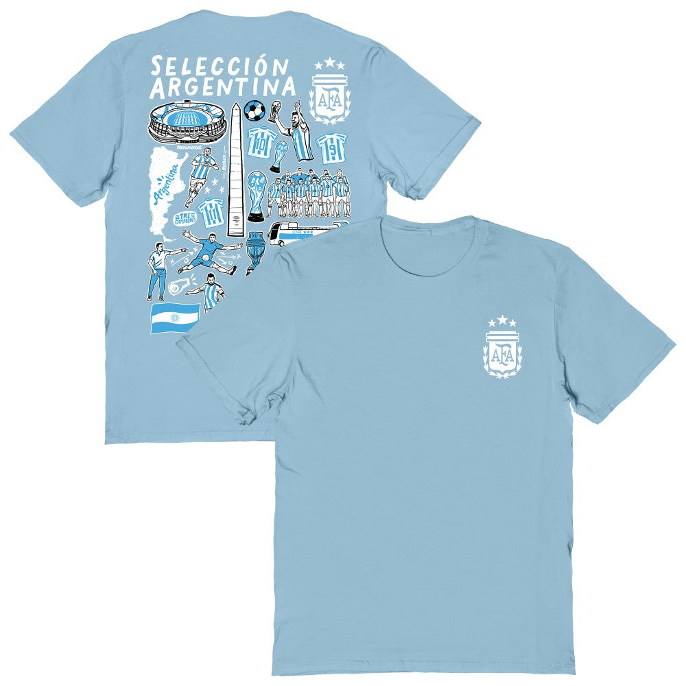 Argentina National Team Vive La Fete Women's Impressions Artwork T-Shirt - Light Blue outlet