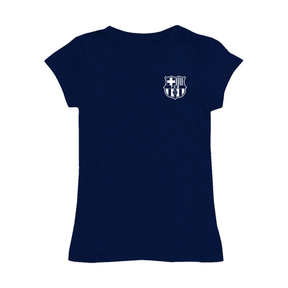 Barcelona Vive La Fete Girls Youth Color Badge Fitted T-Shirt - Navy on sale
