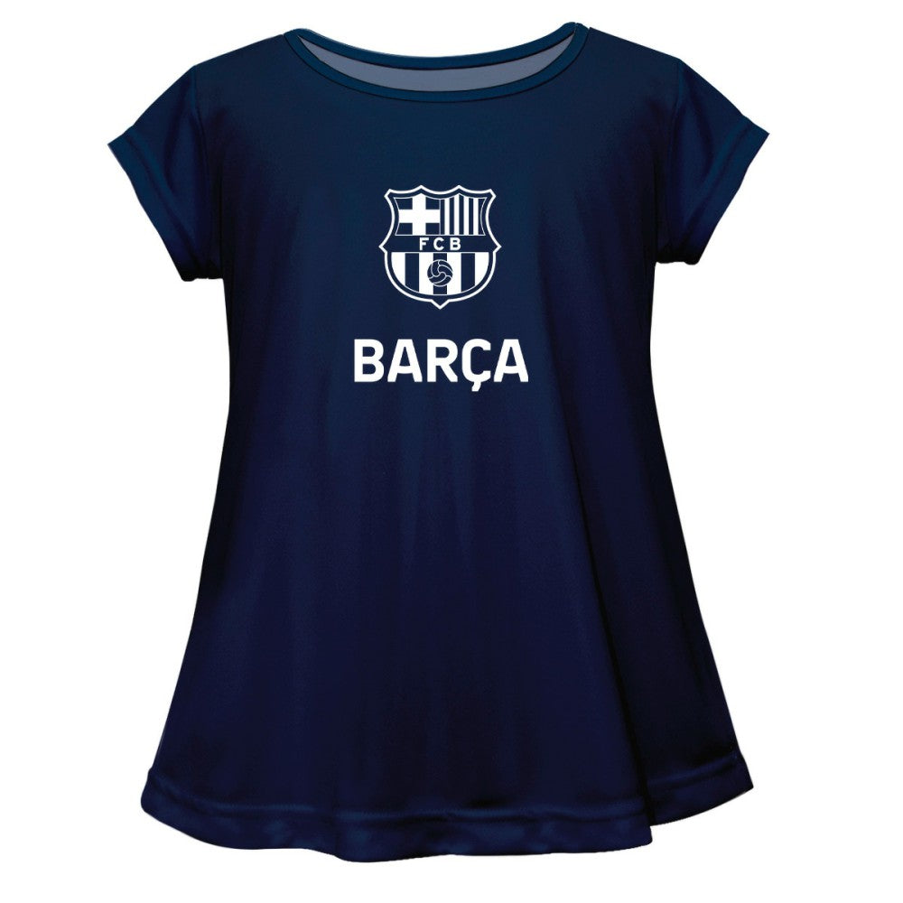 Barcelona Vive La Fete Girls Youth Color Badge A-Line Top - Navy outlet