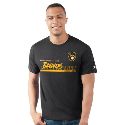 Milwaukee Brewers Starter Prime Time Team T-Shirt - Heather Black