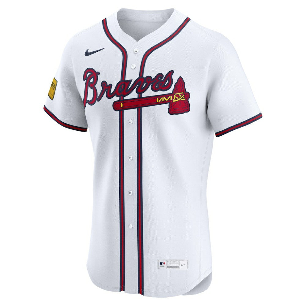 Atlanta Braves Home Elite Sponsor Patch Custom Jersey - White | Nike