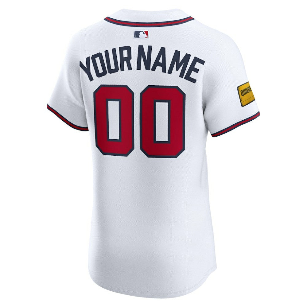 Atlanta Braves Home Elite Sponsor Patch Custom Jersey - White | Nike