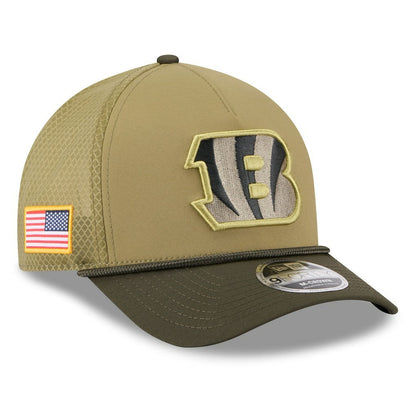 Cincinnati Bengals New Era Youth 2025 Salute to Service 9FORTY A-Frame Adjustable Hat - Green/Dark Green on sale