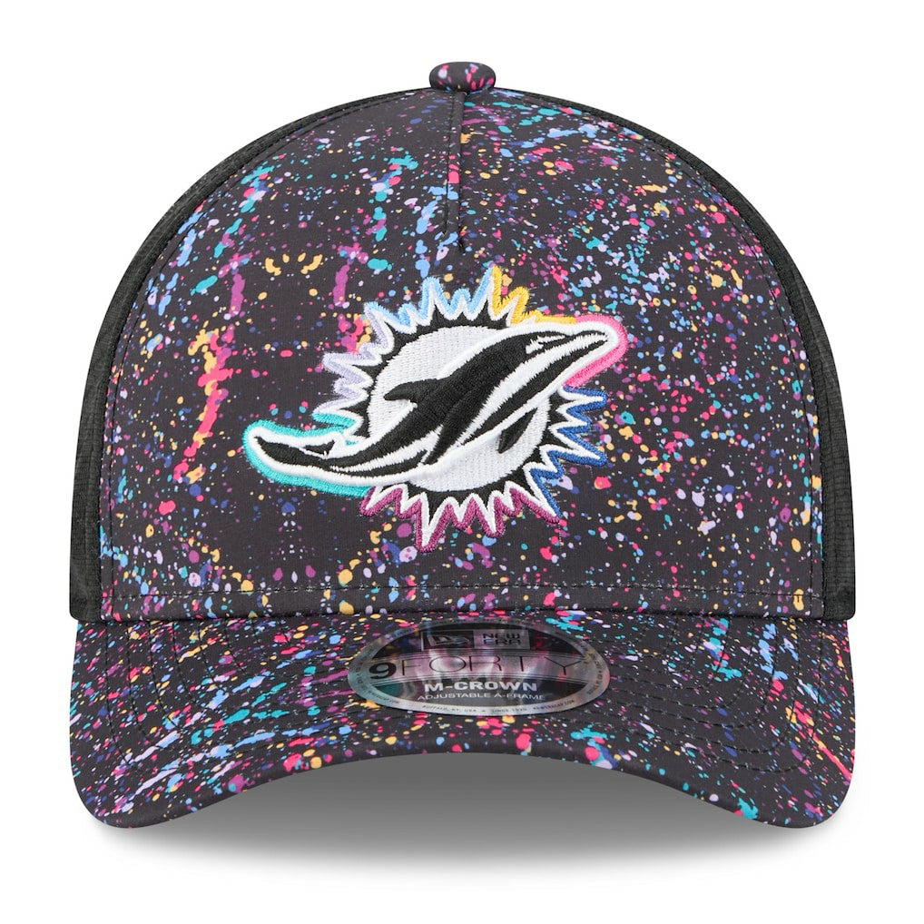 Miami Dolphins New Era 2025 NFL Crucial Catch 9FORTY Adjustable Hat - Black cheap