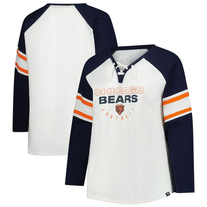 Chicago Bears Women's Plus Size Redzone Lace Up Long Sleeve T-Shirt - White cheap