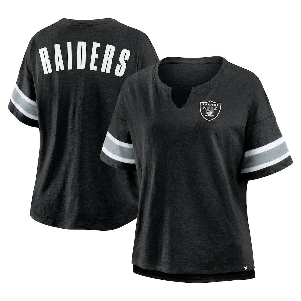 Las Vegas Raiders Women's Plus Size Redzone Notch Neck T-Shirt - Black online
