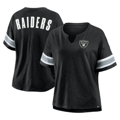 Las Vegas Raiders Women's Plus Size Redzone Notch Neck T-Shirt - Black online
