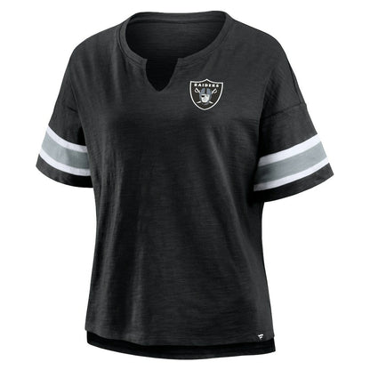 Las Vegas Raiders Women's Plus Size Redzone Notch Neck T-Shirt - Black online