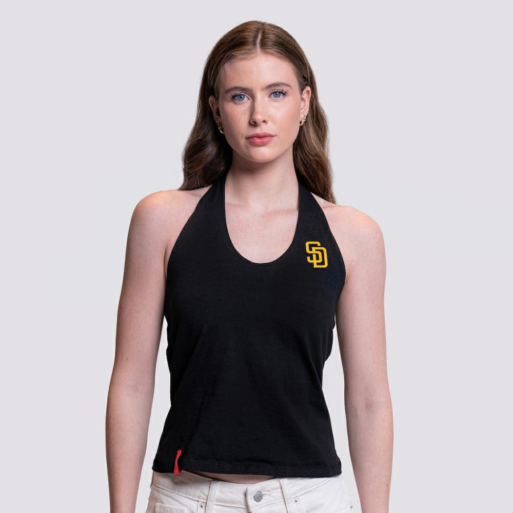 San Diego Padres Lusso Women's Noelle V-Neck Tank Top - Black