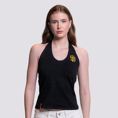 San Diego Padres Lusso Women's Noelle V-Neck Tank Top - Black