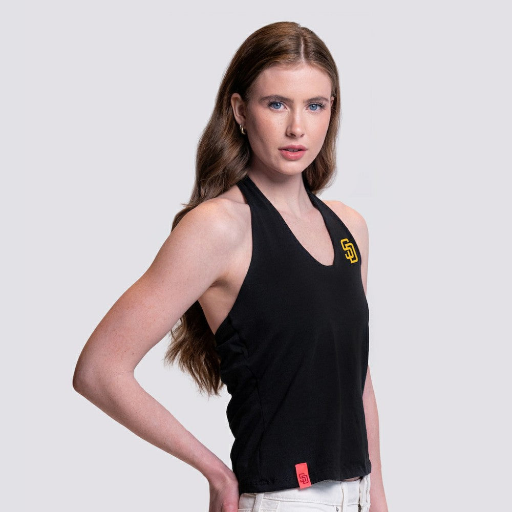 San Diego Padres Lusso Women's Noelle V-Neck Tank Top - Black