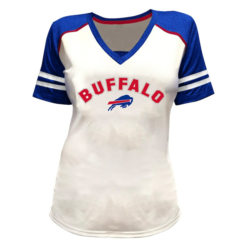 Josh Allen Buffalo Bills Women's Plus Size Bling V-Neck T-Shirt - White discount