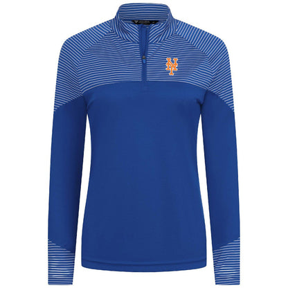 New York Mets Levelwear Women's Classic Stripes Insignia 2.0 Raglan Quarter-Zip Top - Royal