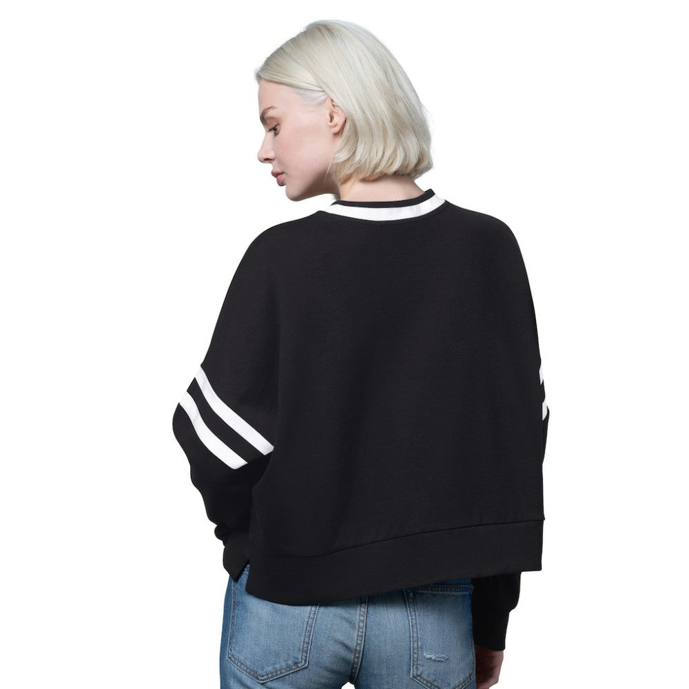San Francisco Giants Starter Women's Rally Cropped Drop Shoulder Crewneck Sweatshirt - Black