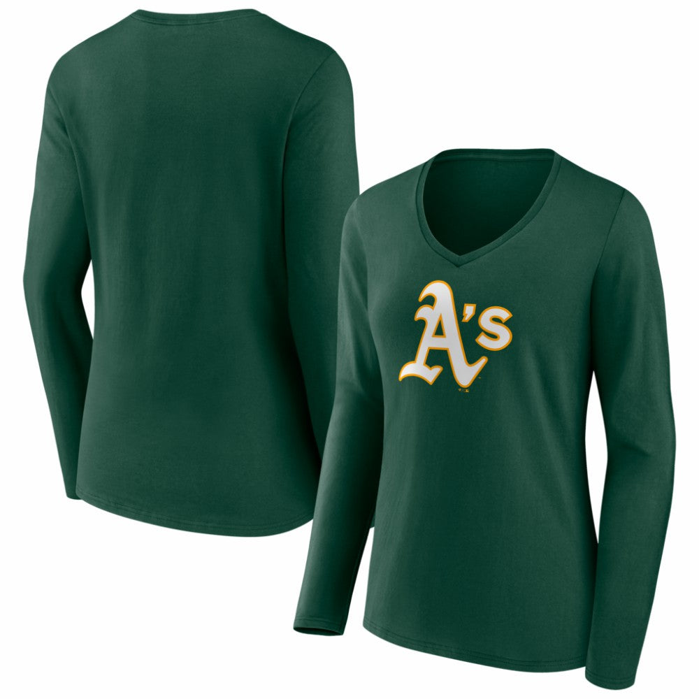 Athletics Women's Logo Long Sleeve V-Neck T-Shirt - Green