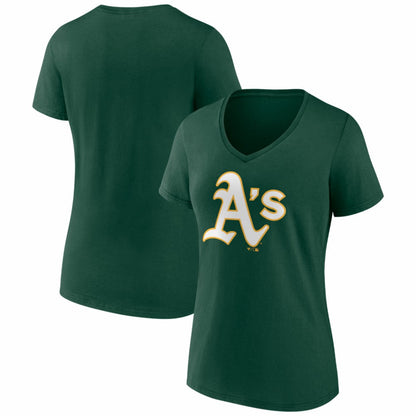 Athletics Women's Logo V-Neck T-Shirt - Green